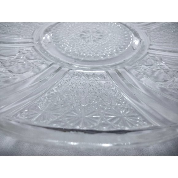 Small Plates Saucers Clear Glass Cut Daisey and Cane  Malaysian Marked Set of 3 - Picture 9 of 13